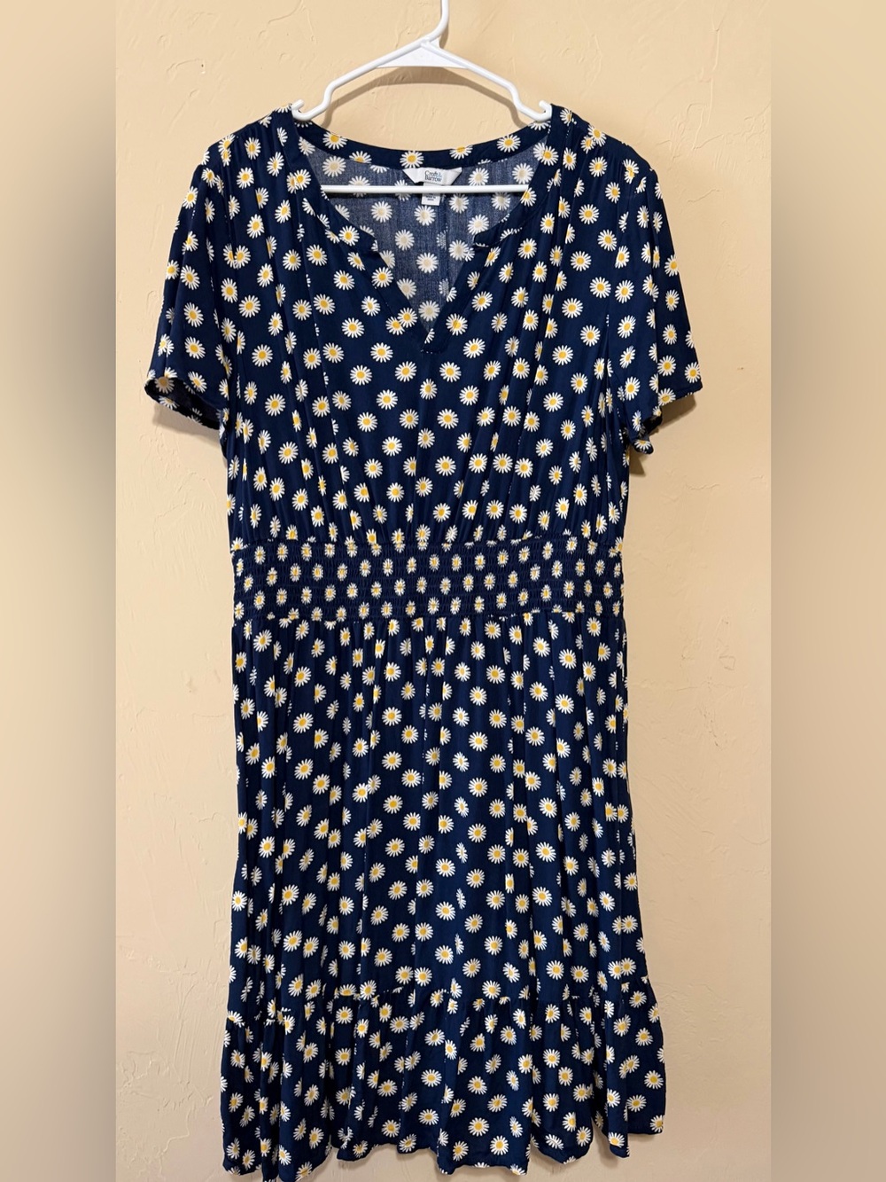 croft & barrow Navy Daisy Print Smocked Midi Dress